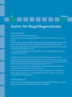 cover image of Archiv für Begriffsgeschichte. Band 54